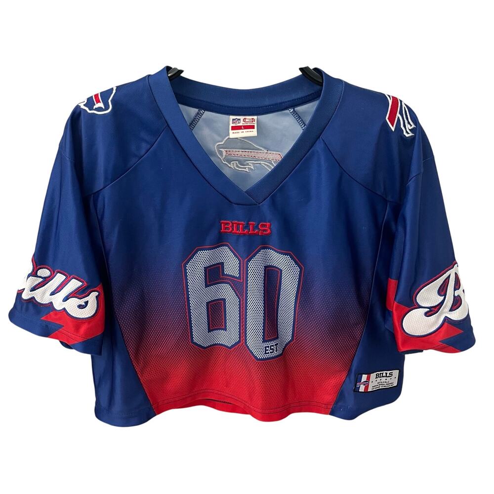 Women's Buffalo Bills NFL Ultra Game Jersey Shirt Large Blue Cropped Mesh 60